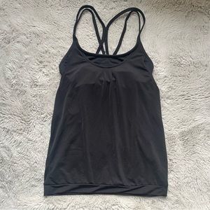 Athleta black MESH ENERGIZE TANK top / cami cross back built in bra strappy XXS